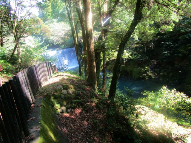 森の中にある戸崎橋人口滝です。