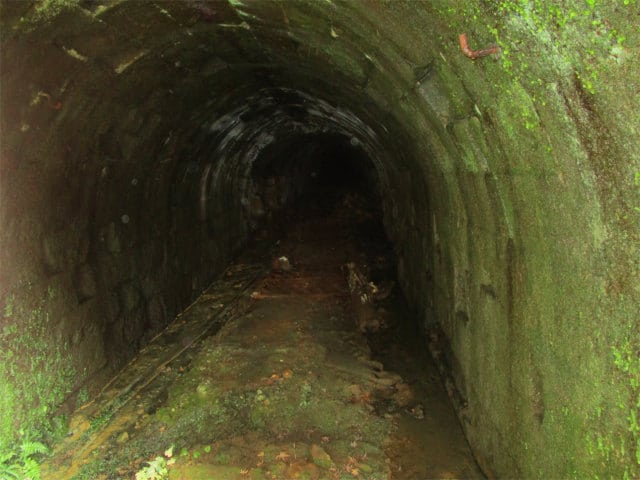 胡麻目坑口から地底に坑道が伸びています。
