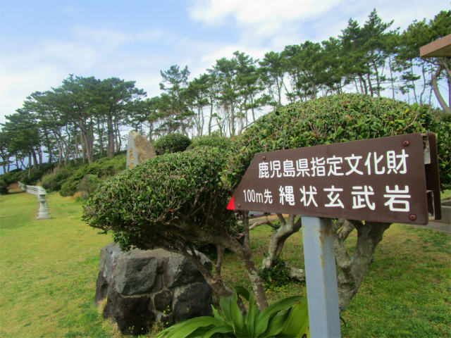 縄状玄武岩は県の指定文化財です